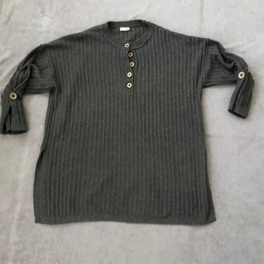 Free People Around the World Henley Sweater Gray S - Picture 3 of 11